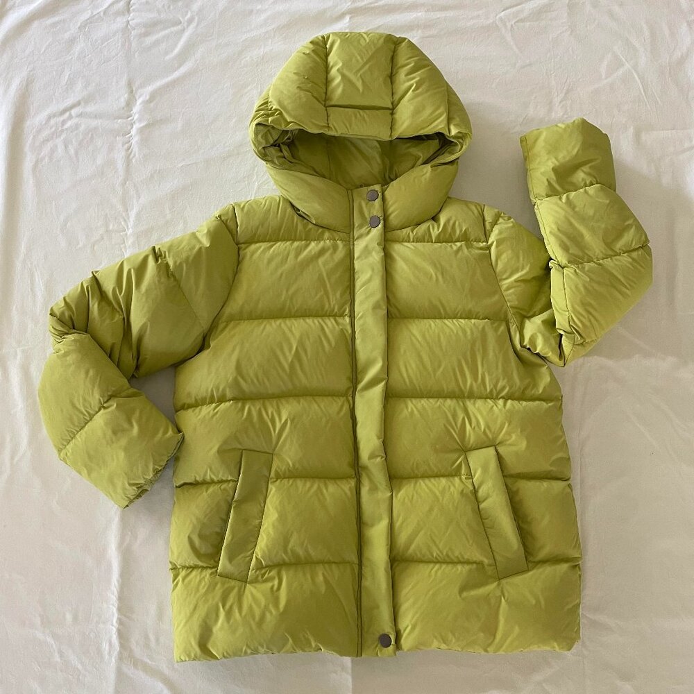 Fun Eileen Fisher lemon lime green puffer coat Sz XS (fits like M)